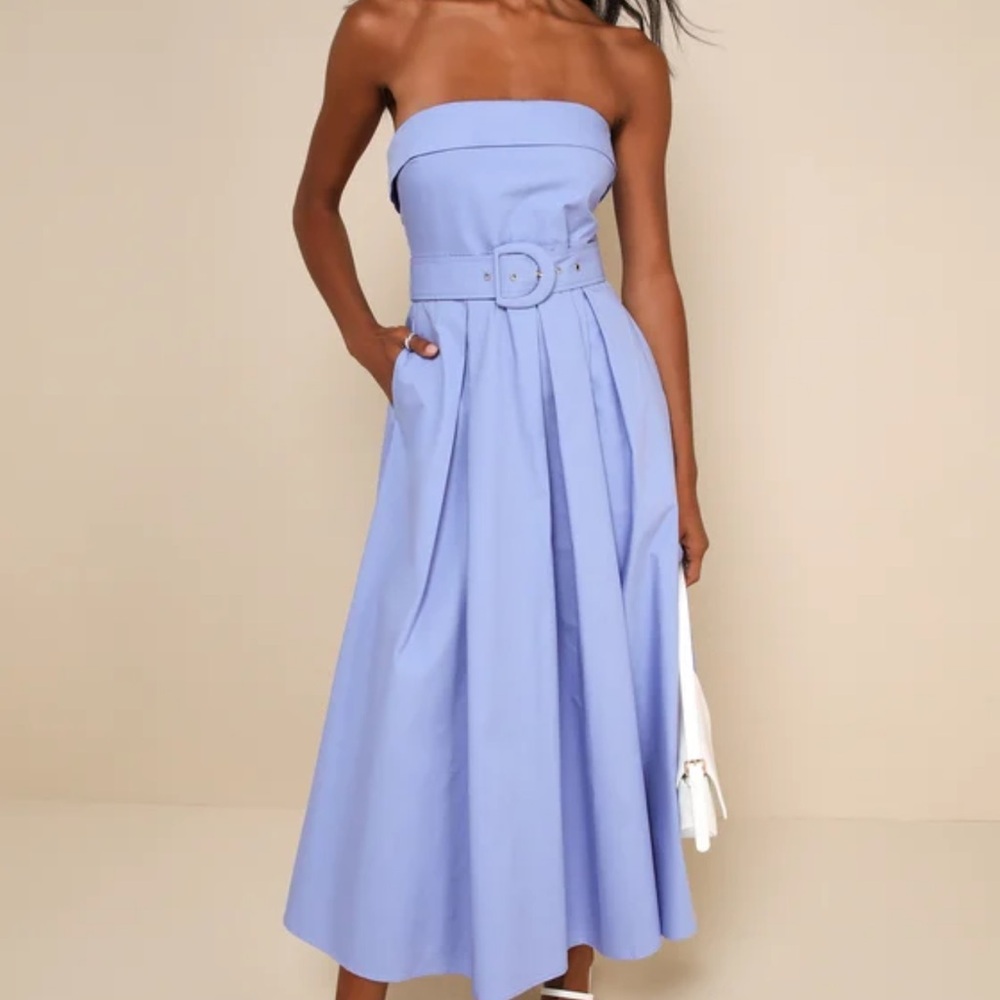 Lulu's Strapless Lavender Dress with Belt